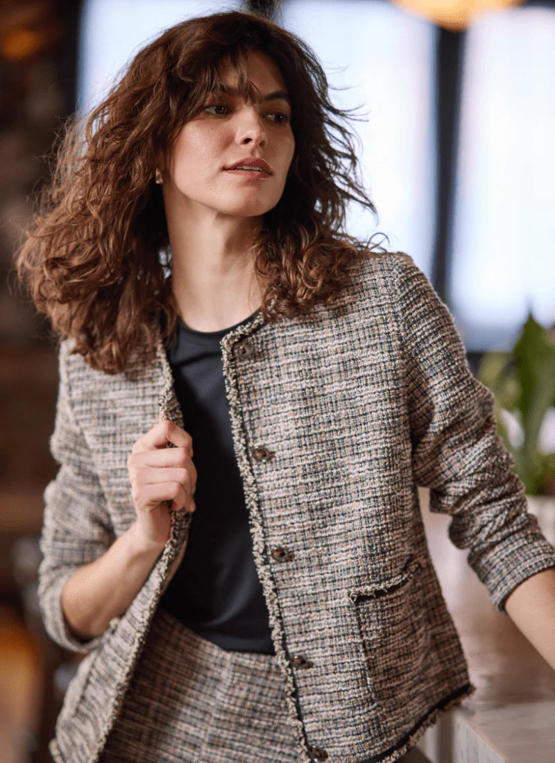 Charlotte Collarless St Tweed Jacket | Multi – Paul Karaz Shoes