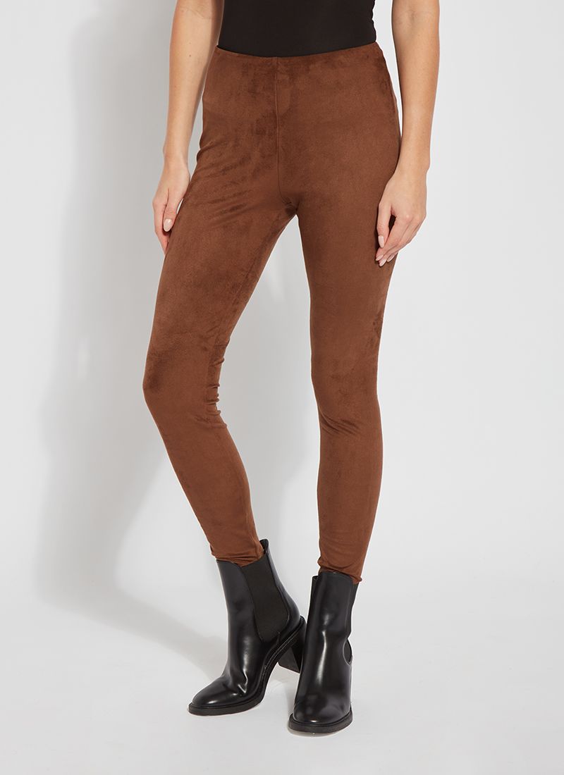 Hi Waist Suede Legging Bronze
