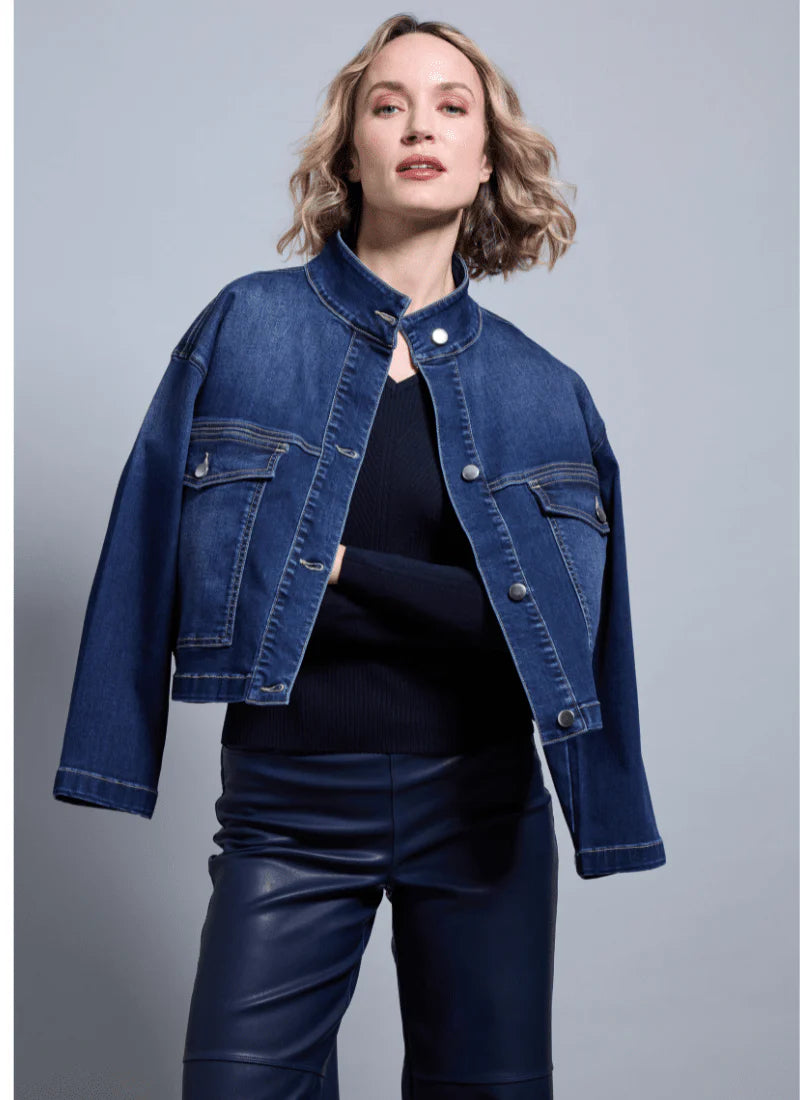 Solene Everyday Denim Jacket | Dark Midwash – Paul Karaz Shoes