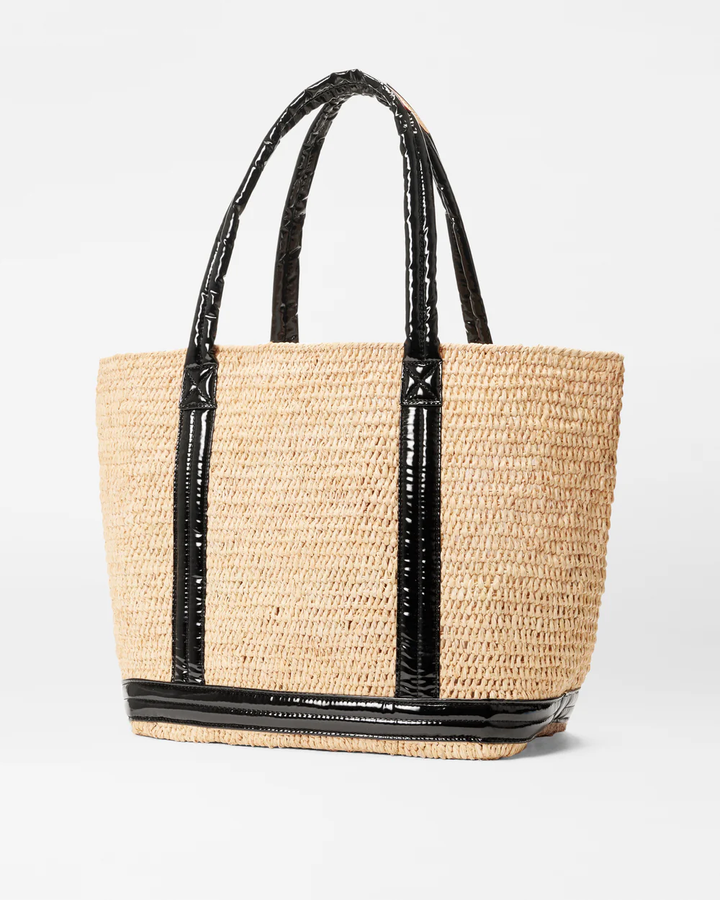 MZ WALLACE MEDIUM RAFFIA TOTE BLACK LACQUER – Paul Karaz Shoes